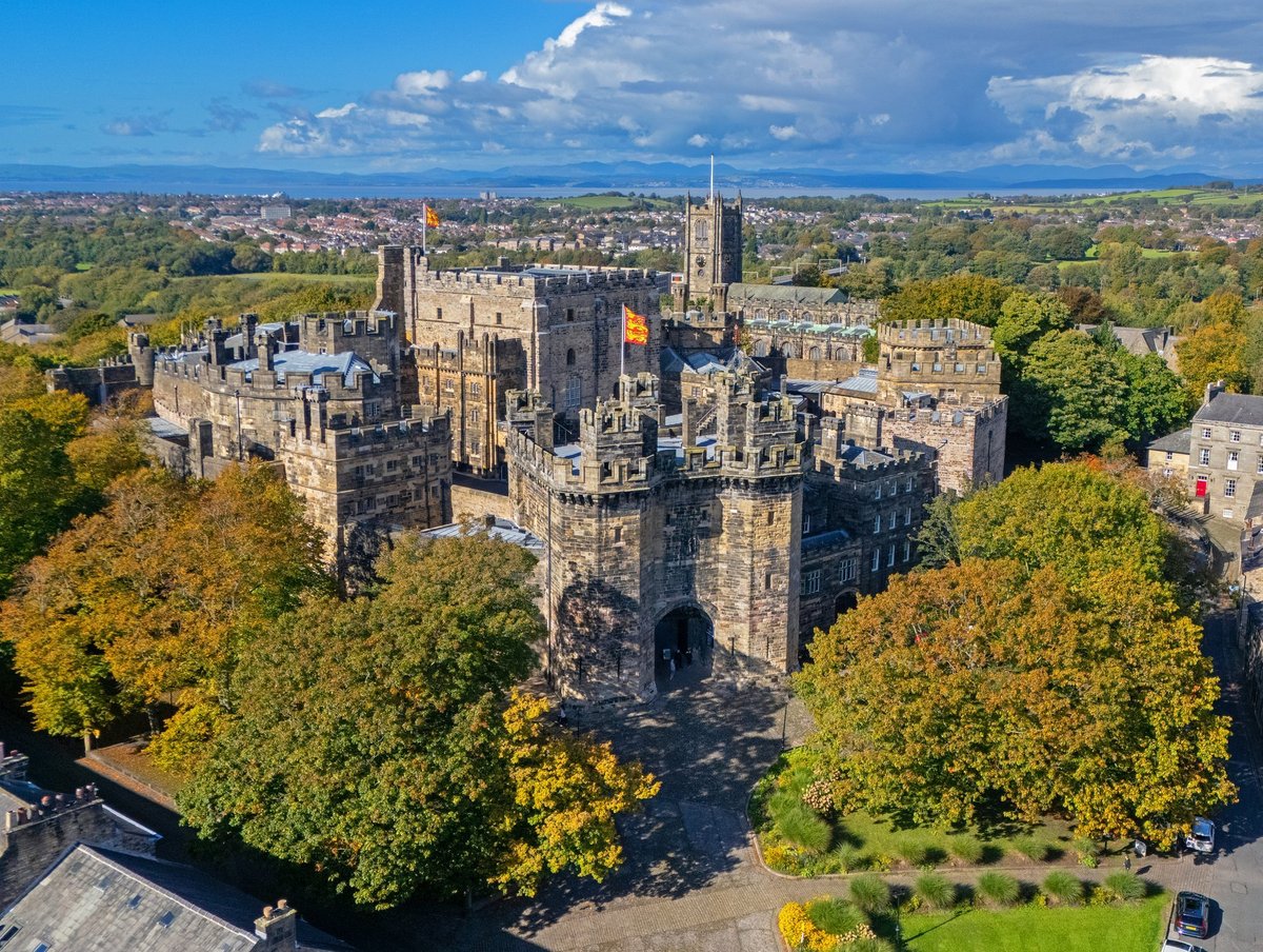 A historic medieval British castle on a hilltop