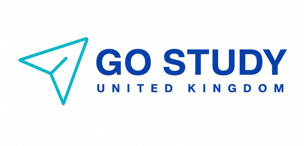 Go Study United Kingdom logo with turquoise paper plane icon and blue text
