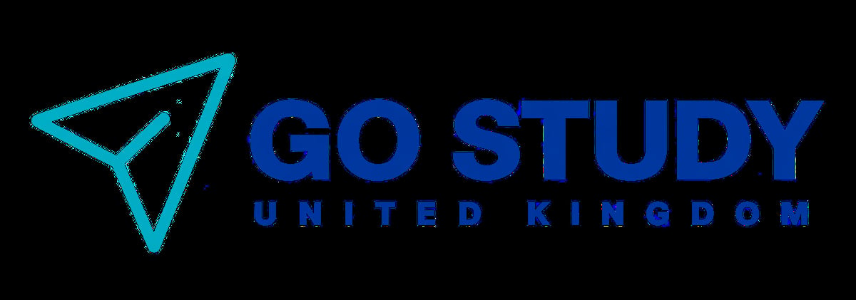 Go Study United Kingdom logo with blue paper airplane icon